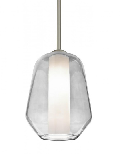 Besa Link Stem Pendant, Clear/Opal, Satin Nickel Finish, 1x9W LED (127|1TT-LINKCL-LED-SN)