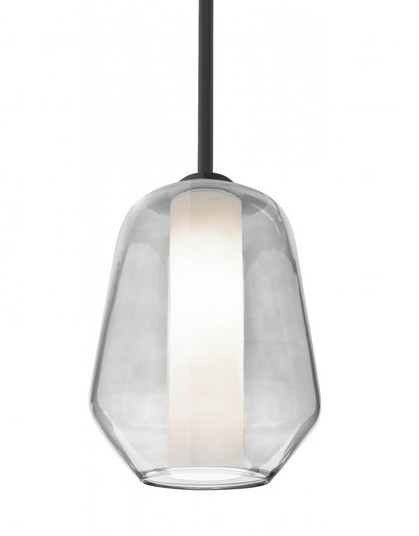 Besa Link Stem Pendant, Clear/Opal, Black Finish, 1x9W LED (127|1TT-LINKCL-LED-BK)