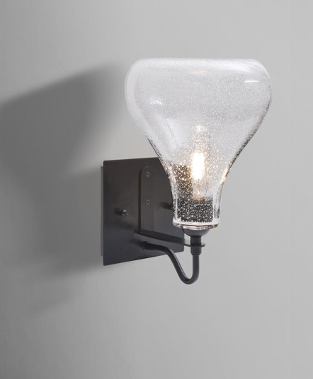 Besa Melo Wall, Clear Bubble, Black Finish, 1x7W LED Filament (127|1WG-MELOCL-EDIL-BK)