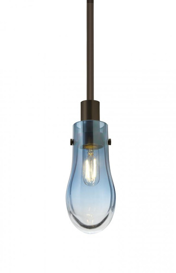 Besa, Wish Stem Pendant, Blue/Clear, Bronze Finish, 1x40W E12 Base (127|1TT-WISHBL-BR)