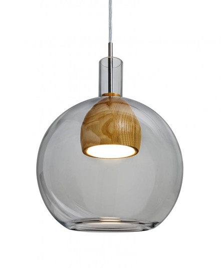 Besa, Benji Cord Pendant, Smoke/Medium, Satin Nickel Finish, 1x9W LED (127|1JC-BENJISMMD-LED-SN)
