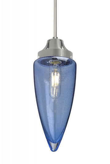 Besa, Sulu Cord Pendant, Blue Bubble, Satin Nickel Finish, 1x4W LED Filament (127|1JT-SULUBL-EDIL-SN)