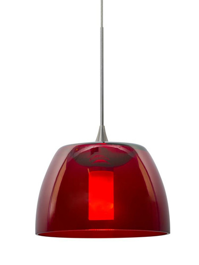 Besa Spur Cord Pendant, Red, Satin Nickel Finish, 1x3W LED (127|1XC-SPURRD-LED-SN)