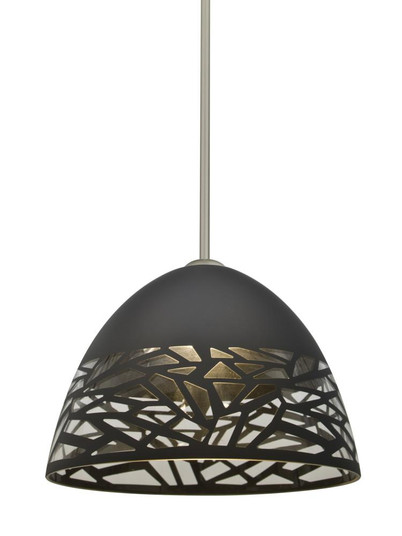 Besa Kiev Stem Pendant, Black, Satin Nickel Finish, 1x60W Medium Base (127|1TT-KIEVBK-SN)