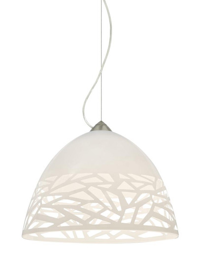 Besa Kiev Pendant, White, Satin Nickel Finish, 1x60W Medium Base (127|1KX-KIEVWH-SN)