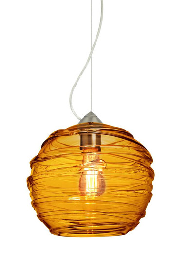 Besa Wave 10 Pendant Satin Nickel Amber 1x8W LED Filament (127|1KX-462782-EDIL-SN)