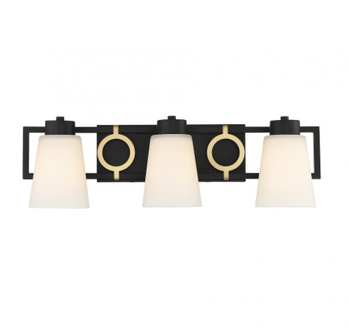 Russo 3-Light Bathroom Vanity Light in Matte Black with Warm Brass Accents (641|L8-4450-3-143)