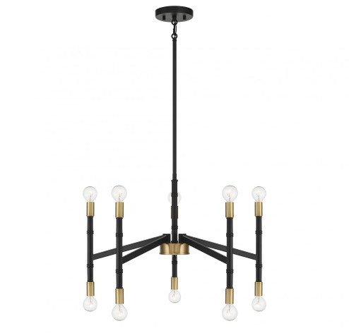 Rossi 10-Light Chandelier in Matte Black with Warm Brass Accents (641|L1-5610-10-143)