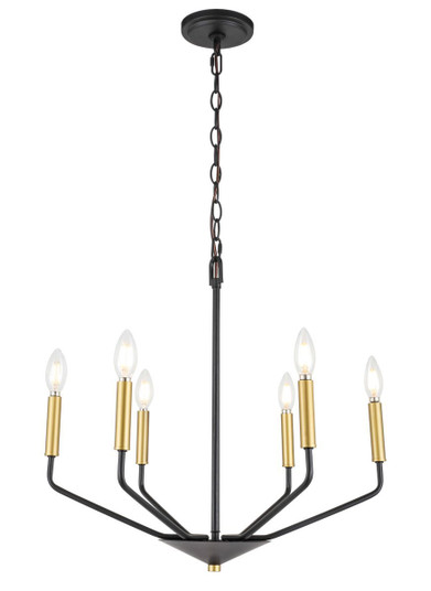 Enzo 6 Light Black and Brass Pendant (758|LD8026D22BK)