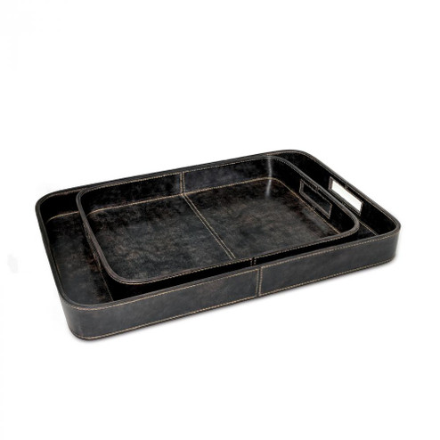 Regina Andrew Derby Rectangle Leather Tray Set ( (5533|20-1504BLK)