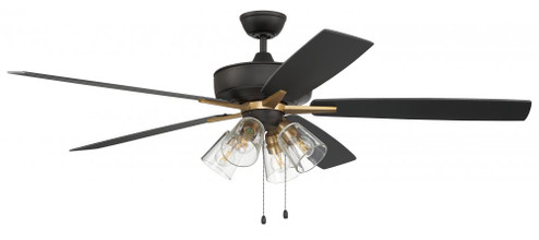 Super Pro 104 60'' 5-Blade Ceiling Fan in Flat Black/Satin Brass w/ Black Walnut/Flat Black Blade (20|S104FBSB5-60BWNFB)