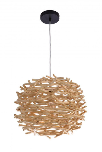 Natural Pendant 1 Light Pendant w/ Natural Wood Woven Orb (20|P2001-NT)