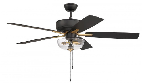 Pro Plus 101 52'' 5-Blade Ceiling Fan in Flat Black/Satin Brass w/ Black Walnut/Flat Black Blades (20|P101FBSB5-52BWNFB)