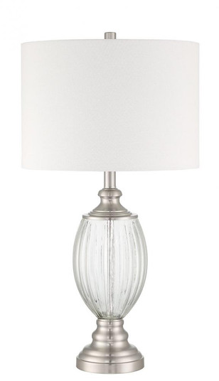 1 Light Glass/Metal Base Table lamp in Fluted Clear Glass/Brushed Polished Nickel (20|86264)