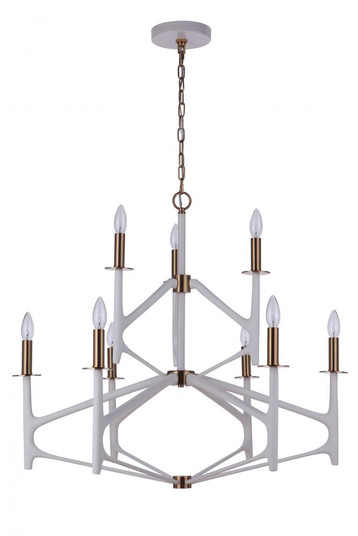 The Reserve 9 Light 2-Tier Chandelier in Matte White/Satin Brass (20|55529-MWWSB)