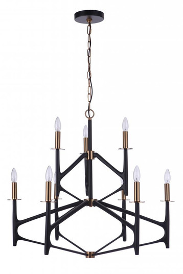 The Reserve 9 Light 2-Tier Chandelier in Flat Black/Satin Brass (20|55529-FBSB)