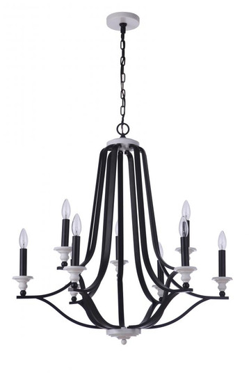 Esme 9 Light Chandelier in Flat Black/Matte White (20|57629-FBMWW)