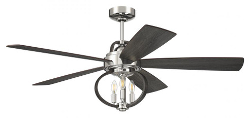 Reese 52'' 5-Blade Ceiling Fan in Polished Nickel w/ Greywood Blades; Integrated Light Kit (20|RSE52PLN5)