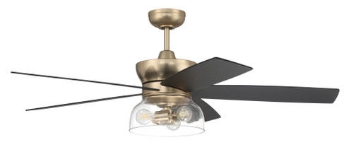 Gibson 52'' 5-Blade Ceiling Fan in Satin Brass w/ Flat Black/Black Walnut Blades; Integrated Ligh (20|GBN52SB5)