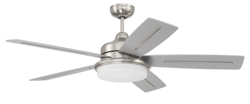 Drew 54'' 5-Blade Ceiling Fan in Brushed Polished Nickel w/ Brushed Nickel/Greywood Blades; Integ (20|DRW54BNK5)