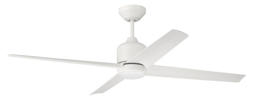 Quell 52'' 4-Blade Indoor/Outdoor (Damp) Ceiling Fan, White Finish, White Blades. LED Light, WIFI (20|QUL52W4)