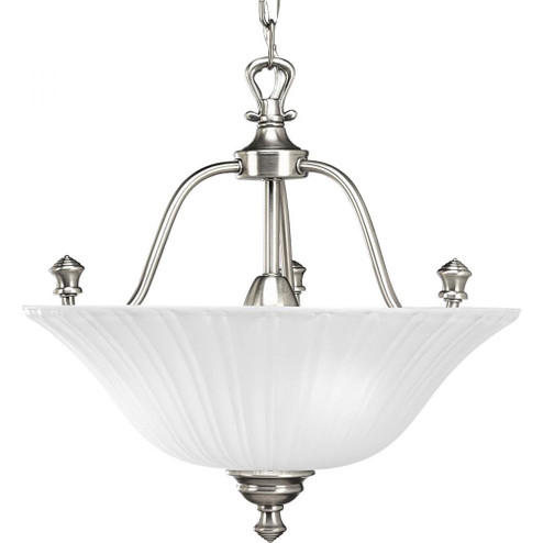 Three Light Antique Nickel Etched Glass Up Pendant (149|P3607-81)
