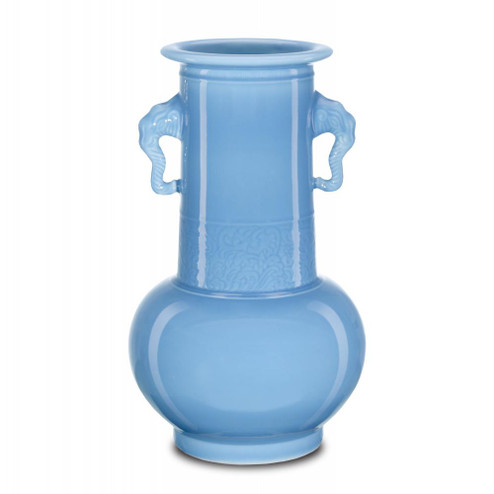 Sky Blue Elephant Handles Vase (92|1200-0608)