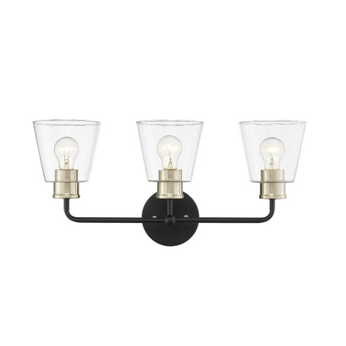 Cameron 3-Light Vanity Matte Black Modern Gold (670|9133-MB/MG)