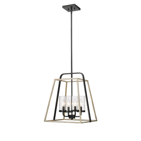 Bonnie 4-Light Pendant light Matte Black Grey Wood (670|3004-MB/GW)
