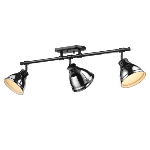 Yep by Golden Lighting Duncan 3-light Semi-Flush Mount in Matte Black and Chrome shade (36|3602-3SF BLK-CH)
