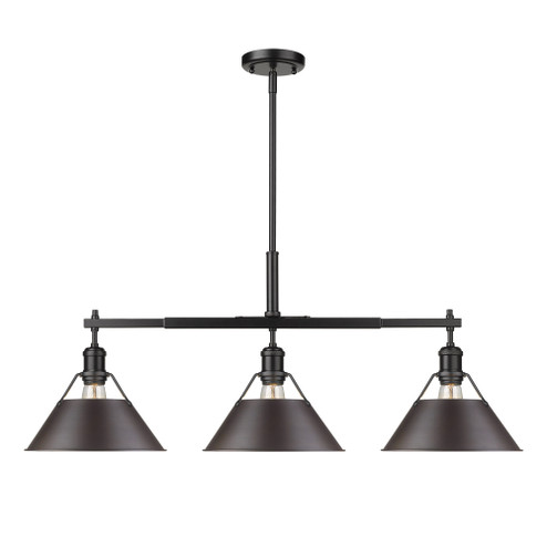 Yep by Golden Lighting Orwell 3-light Island Light in Matte Black and Rubbed Bronze shade (36|3306-LP BLK-RBZ)