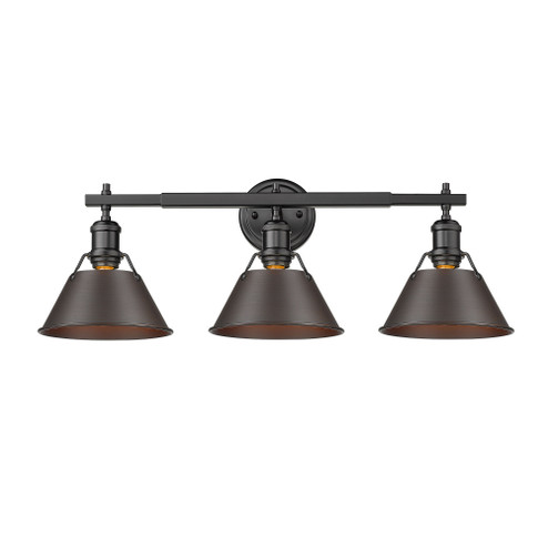 Yep by Golden Lighting Orwell 3-light Vanity in Matte Black and Rubbed Bronze shade (36|3306-BA3 BLK-RBZ)
