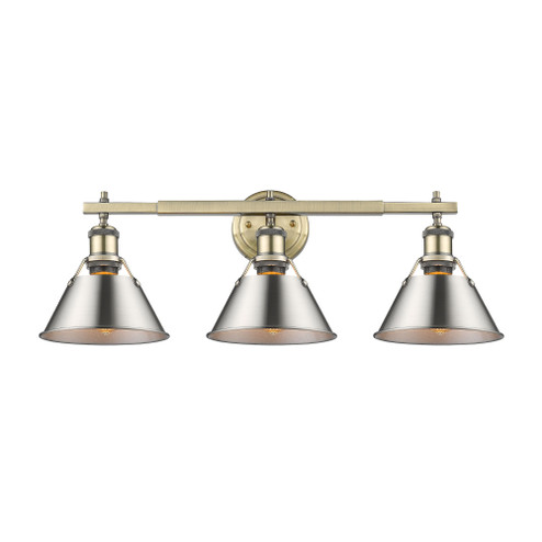 Yep by Golden Lighting Orwell 3-light Vanity in Aged Brass and Pewter shade (36|3306-BA3 AB-PW)