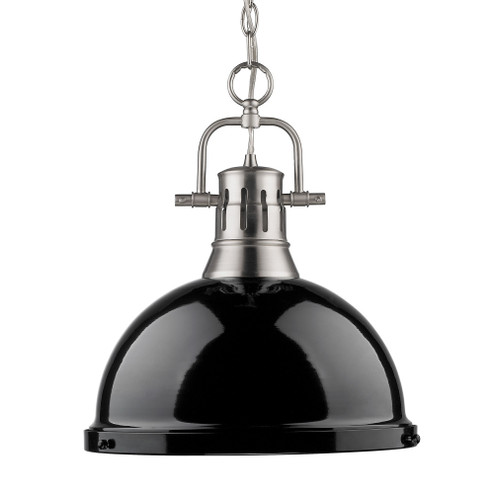 Yep by Golden Lighting Duncan 1-light 14in Chain Hung Pendant in Pewter and Black shade (36|3602-L PW-BK)