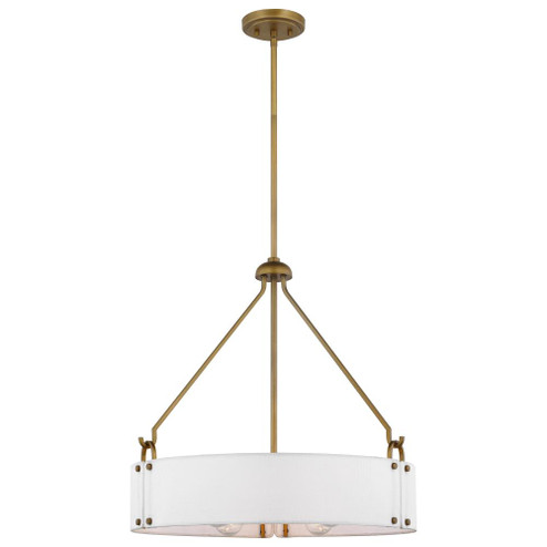 Halter; 4 Light Pendant; Medium Base; 60 Watt;Natural Brass Finish; White Fabric Shade (81|60/7691)