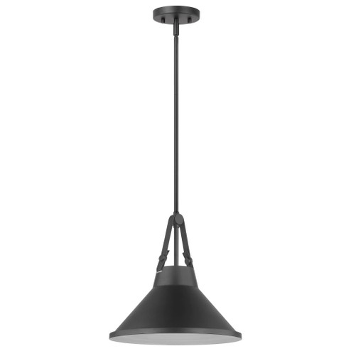 Zelda; 1 Light Pendant; Medium Base; 60 Watt; Black Finish; Black Metal Shade; Faux Leather Straps (81|60/7645)