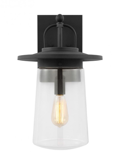 Tybee casual 1-light LED outdoor exterior large wall lantern sconce in black finish with clear glass (38|8708901EN7-12)