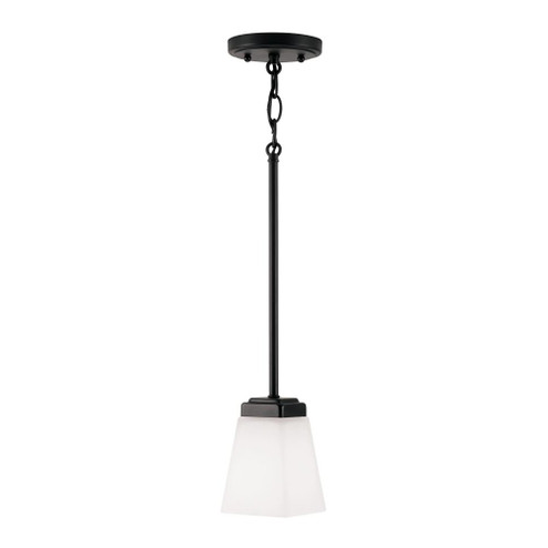 1-Light Pendant in Matte Black with Soft White Glass Shade (42|314411MB-334)