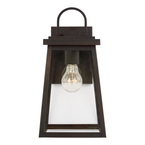 Founders modern 1-light outdoor exterior medium wall lantern sconce in antique bronze finish with cl (7725|8648401-71)