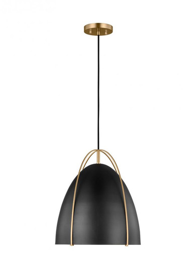 Norman modern 1-light indoor dimmable ceiling hanging single pendant light in satin brass gold finis (7725|6551701-848)