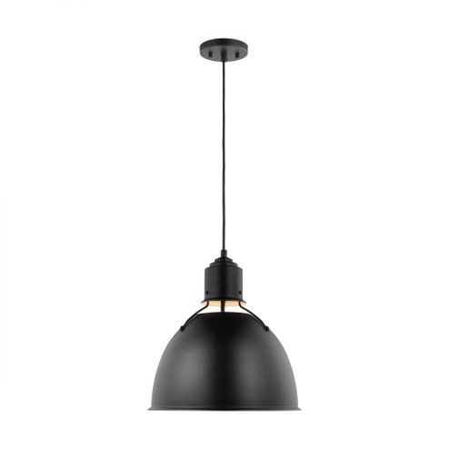 Huey modern 1-light indoor dimmable ceiling hanging single pendant light in midnight black finish wi (7725|6680301-112)