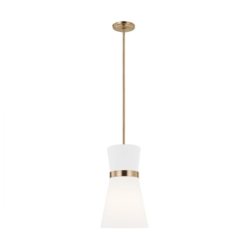 Clark modern 1-light indoor dimmable ceiling hanging single pendant light in satin brass gold finish (7725|6590501-848)