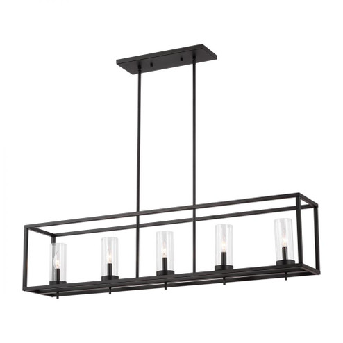 Zire dimmable indoor 5-light island pendant in a midnight black finish with clear glass shade (7725|6690305-112)
