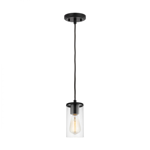 Zire dimmable indoor 1-light mini pendant in a midnight black finish with clear glass shade (7725|6190301-112)