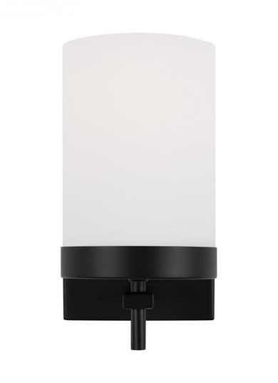 Zire dimmable indoor 1-light LED wall light or bath sconce in a midnight black finish with etched wh (7725|4190301EN3-112)