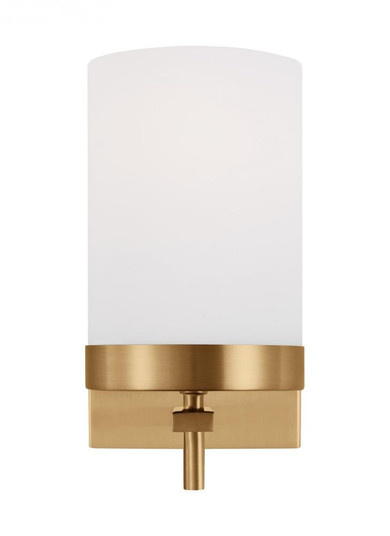 Zire dimmable indoor 1-light LED wall light or bath sconce in a satin brass finish with etched white (7725|4190301-848)
