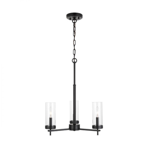 Zire dimmable indoor LED 3-light chandelier in a midnight black finish with clear glass shades (7725|3190303EN-112)