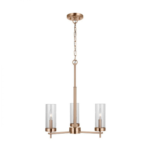 Zire dimmable indoor 3-light chandelier in a satin brass finish with clear glass shades (7725|3190303-848)