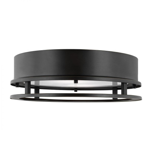 Union modern LED outdoor exterior flush mount ceiling light in antique bronze finish and tempered gl (7725|7845893S-71)