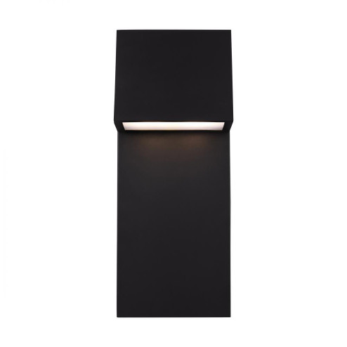 Rocha modern 2-light LED outdoor extra-large wall lantern in black finish with satin-etched glass pa (7725|8863393S-12)